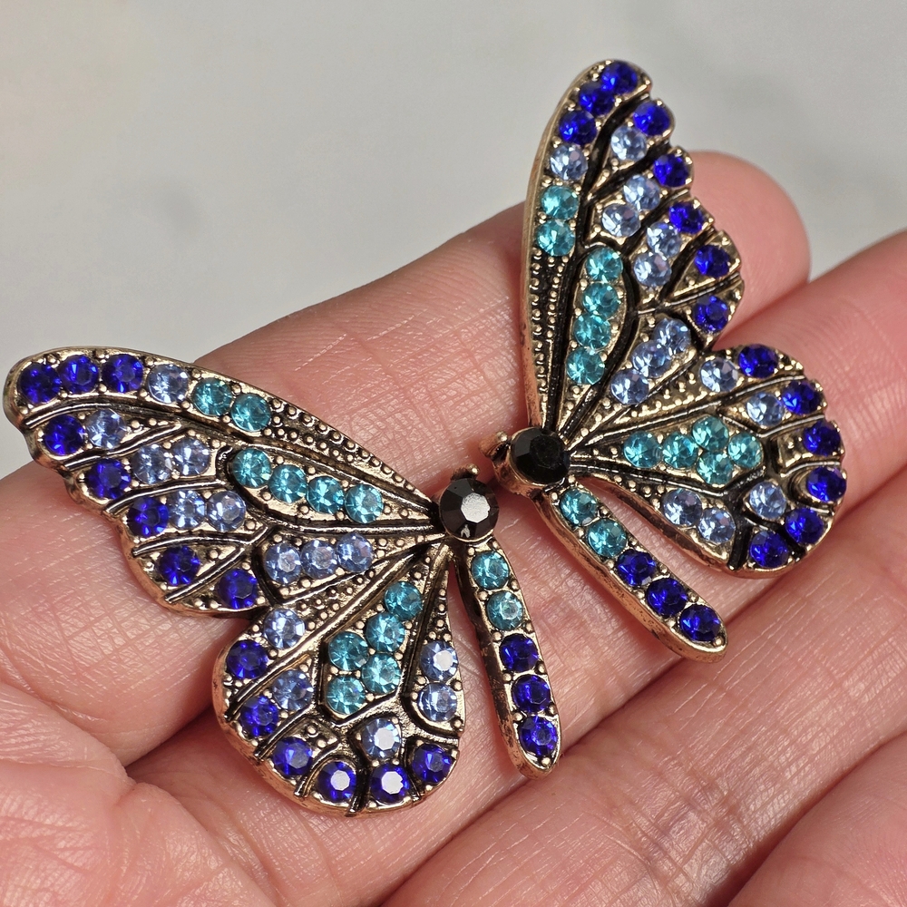 Butterfly Sparkly Boho Earrings Rhinestones Gold Jewelry